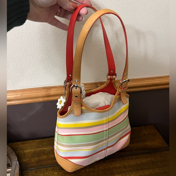 ✨ NWOT - Rare Vintage Coach Y2K Striped Hobo Bag | With Box & Dust Bag ✨ - Picture 7 of 14